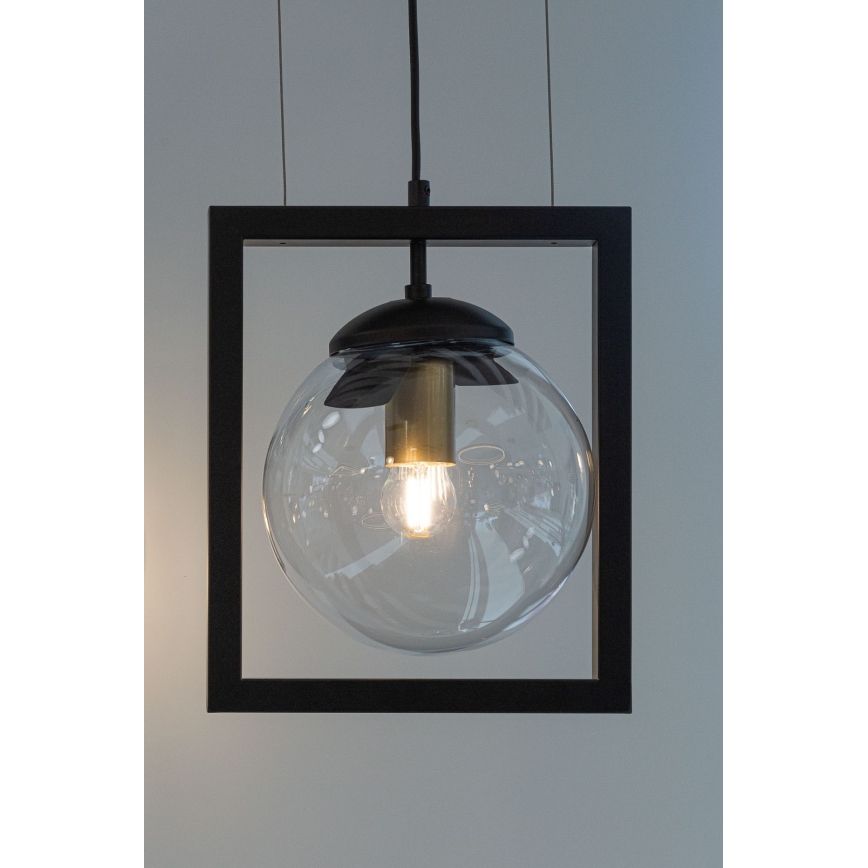 Ljuskrona med upphängningsrem REY 1xE27/7W/230V svart