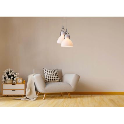 Ljuskrona med upphängningsrem RACK 1xE27/11W/230V vit/svart