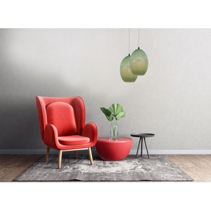 Ljuskrona med upphängningsrem ELLIPTIC 1xE27/11W/230V grön