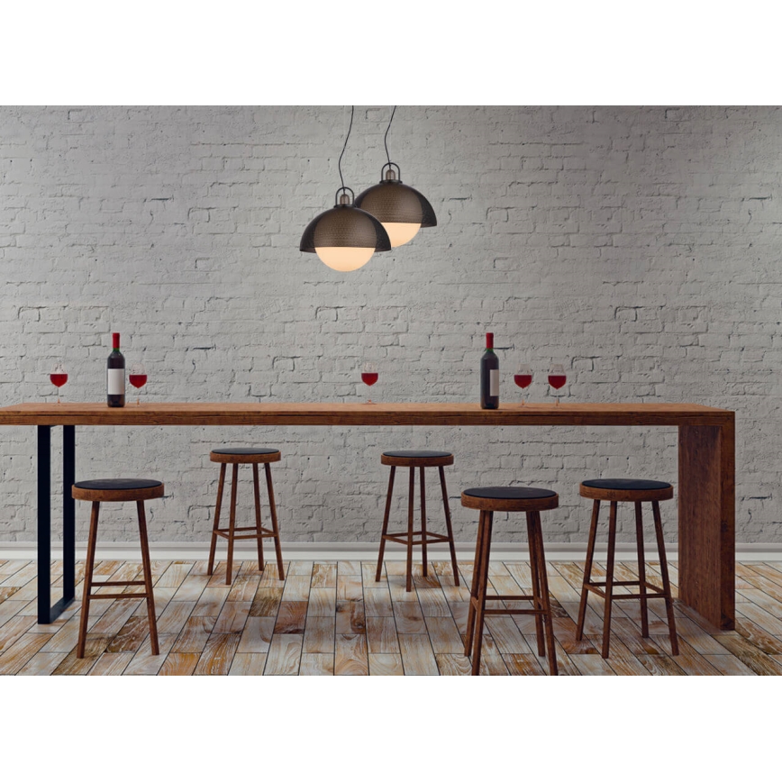 Ljuskrona med upphängningsrem GRAVEN 1xE27/11W/230V svart