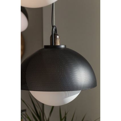 Ljuskrona med upphängningsrem GRAVEN 1xE27/11W/230V svart