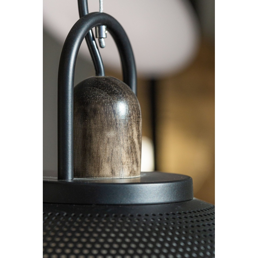 Ljuskrona med upphängningsrem GRAVEN 1xE27/11W/230V svart