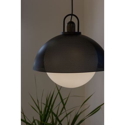 Ljuskrona med upphängningsrem GRAVEN 1xE27/11W/230V svart