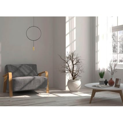 Ljuskrona med upphängningsrem ARCADE 1xGU10/5W/230V svart/gyllene