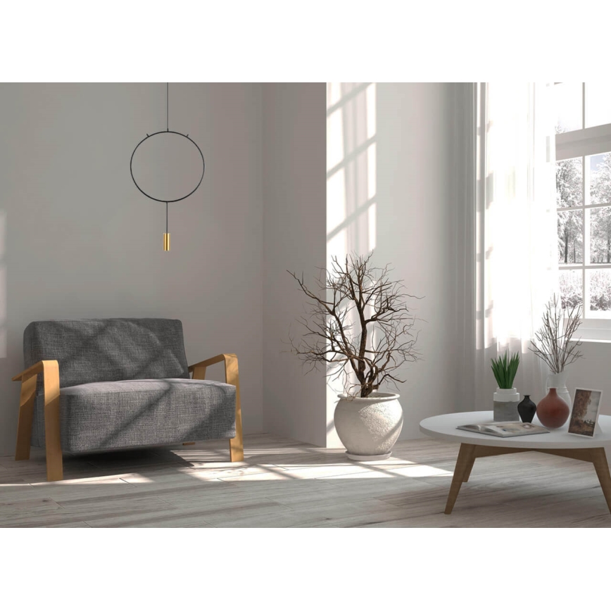 Ljuskrona med upphängningsrem ARCADE 1xGU10/5W/230V svart/gyllene