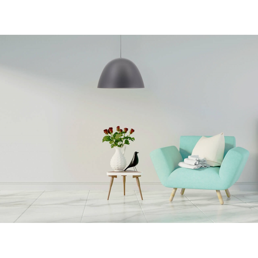 Ljuskrona med upphängningsrem REVOLVE 1xE27/11W/230V grå