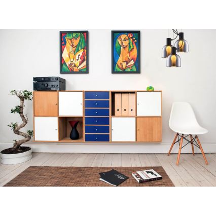 Ljuskrona med upphängningsrem FIRE 1xE27/9W/230V grå/svart