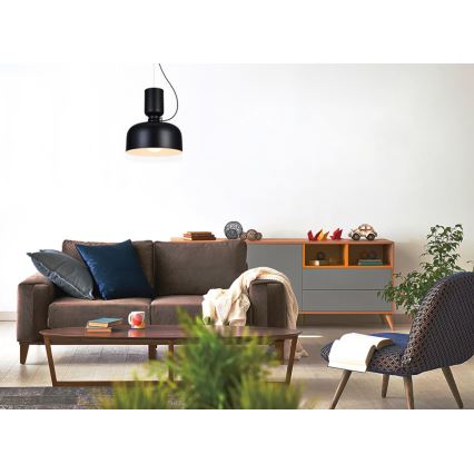 Ljuskrona med upphängningsrem ABEL 2xE27/11W/230V diameter 28 cm svart