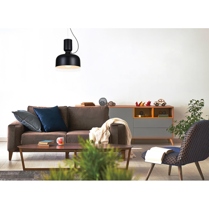 Ljuskrona med upphängningsrem ABEL 2xE27/11W/230V diameter 28 cm svart