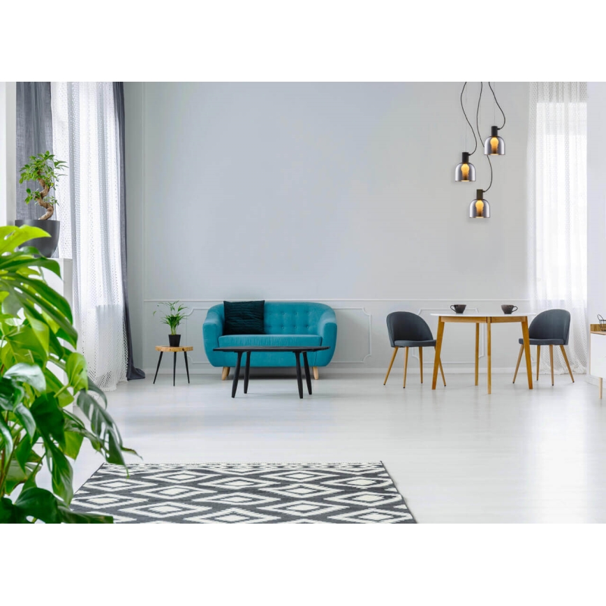 Ljuskrona med upphängningsrem FIRE 3xE27/9W/230V grå/svart