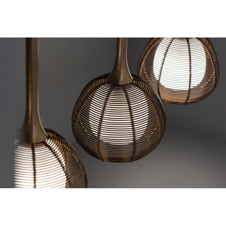 Ljuskrona med upphängningsrem NEST 4xE14/6W/230V koppar