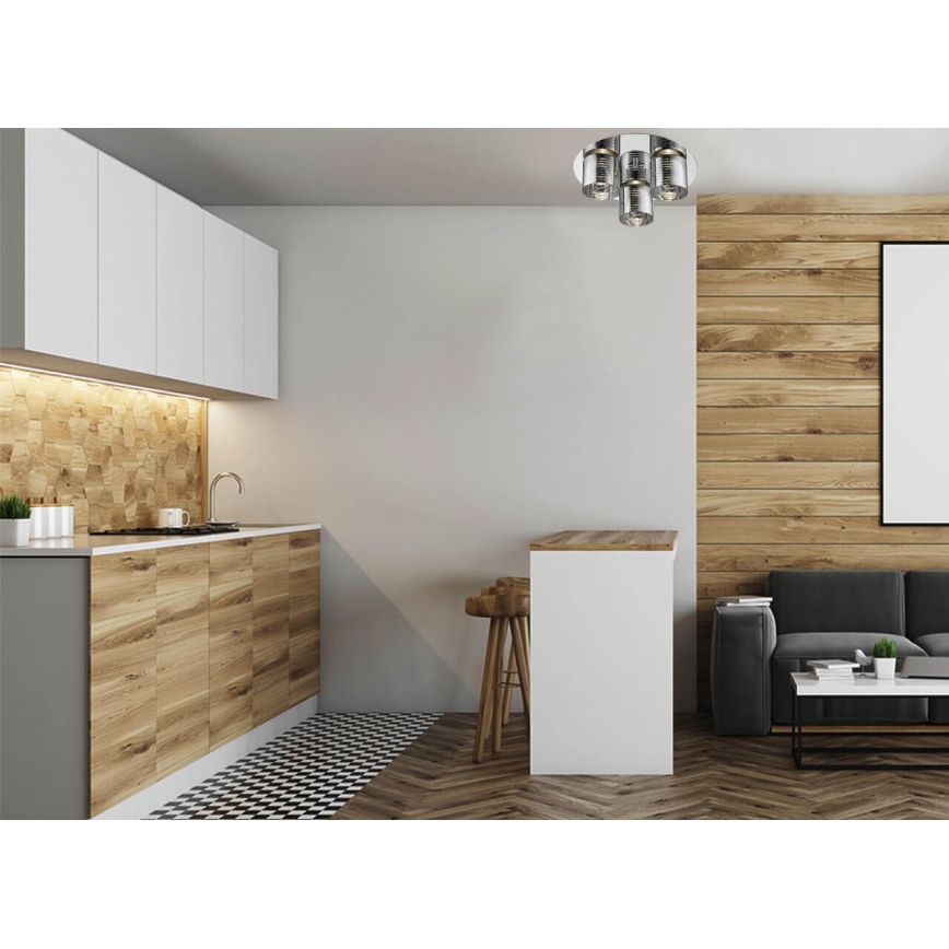 LED Taklampa EVOLUTION 3xLED/5W/230V blank krom