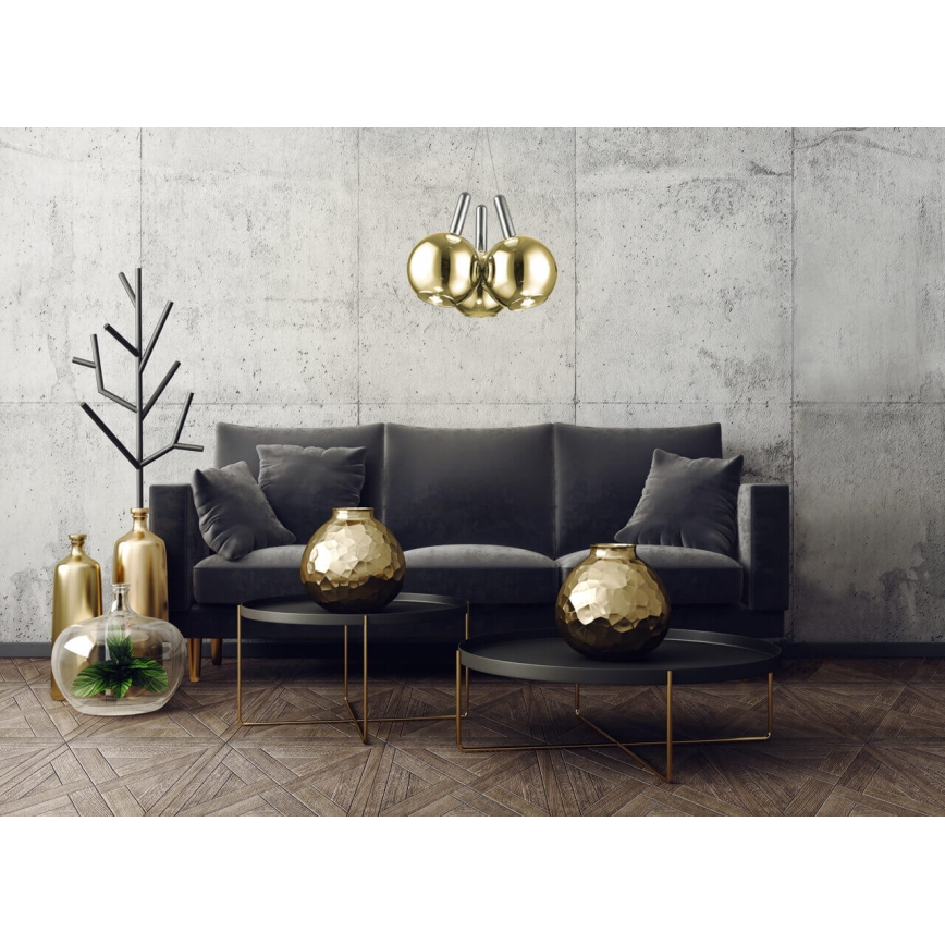 LED-lampa på kabel BALLS 3xLED/5W230V guld/matt krom