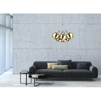 LED-lampa på kabel BALLS 6xLED/5W230V guld/matt krom