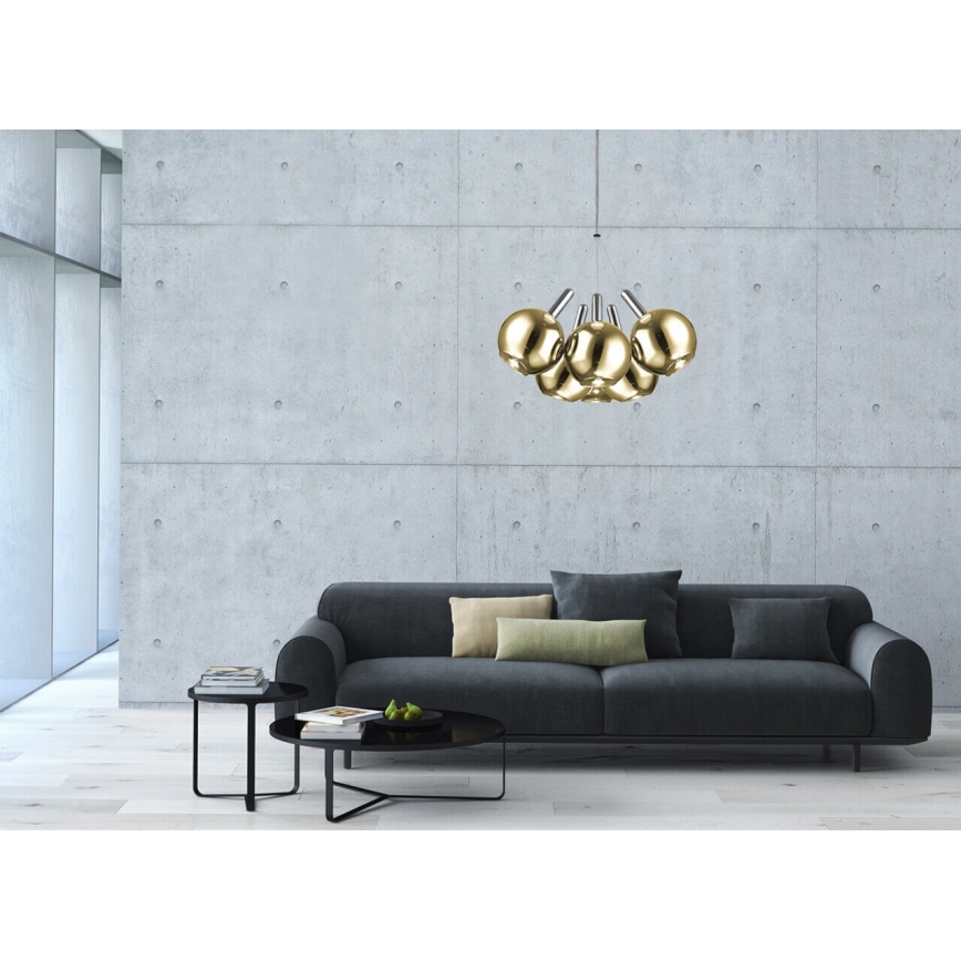 LED-lampa på kabel BALLS 6xLED/5W230V guld/matt krom