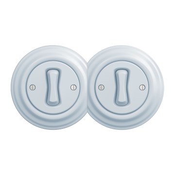 Kliklap - Dubbel enkelpolig strömbrytare i retrostil med ram nr 1, blå