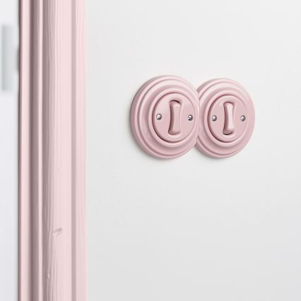 Kliklap - Dubbel enpolig retroströmbrytare i retrostil med ram nr. 1 i gammelrosa