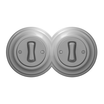 Kliklap - Dubbel enpolig retroströmbrytare med ram nr 1, grå