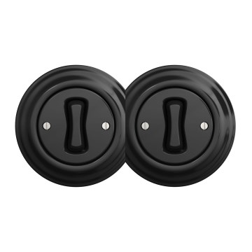 Kliklap - Dubbel retro enkelpolig strömbrytare med ram nr 1, svart