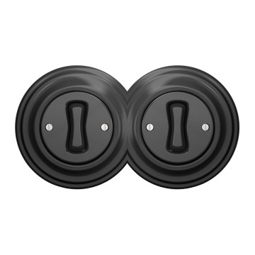 Kliklap - Dubbel retro enpolig strömbrytare i antracit med ram nr 1