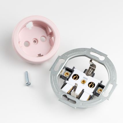 Kliklap - Dubbel retro vägguttag för hem med ram SCHUKO 230V/16A antikrosa