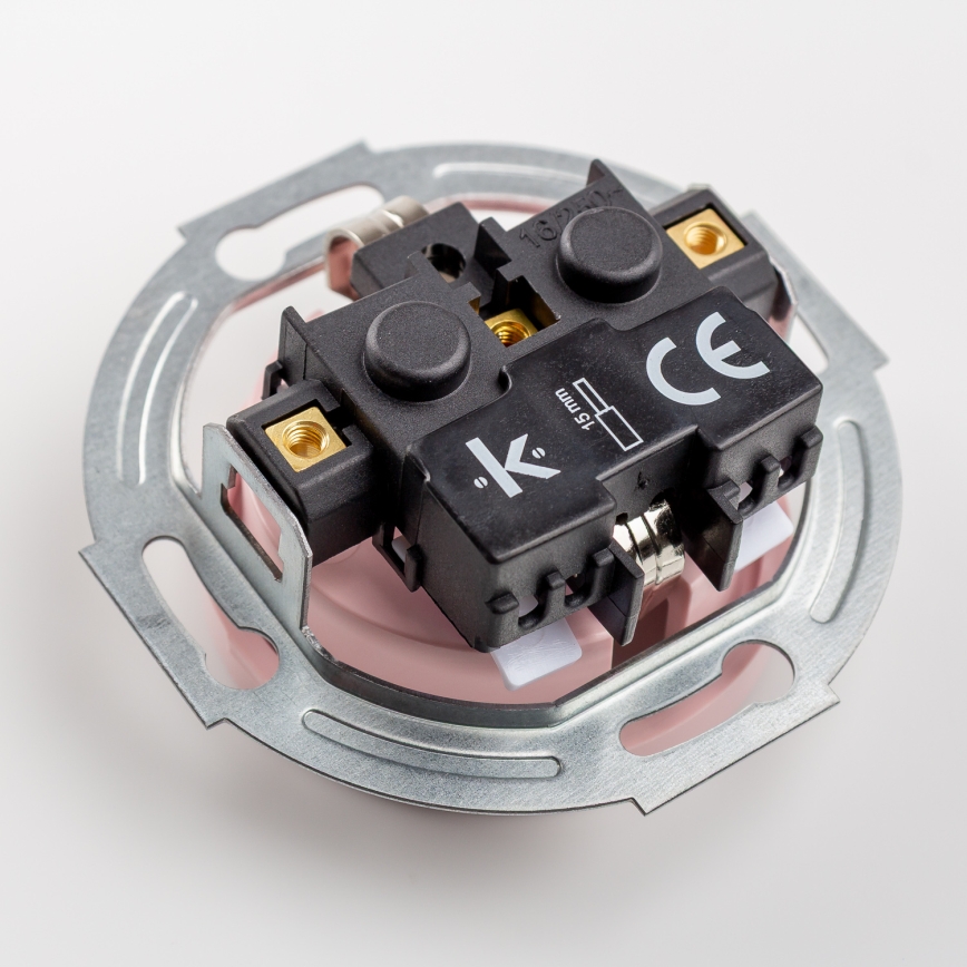 Kliklap - Dubbel retro vägguttag för hem med ram SCHUKO 230V/16A antikrosa