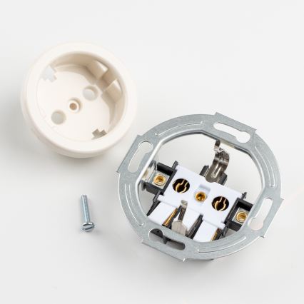 Kliklap - Dubbel retro vägguttag för hemmabruk med ram SCHUKO 230V/16A beige