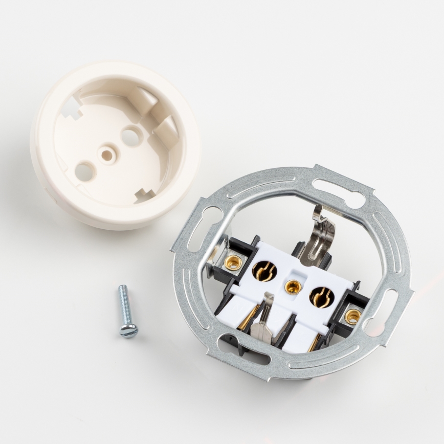 Kliklap - Dubbel retro vägguttag för hemmabruk med ram SCHUKO 230V/16A beige