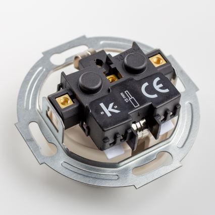 Kliklap - Dubbel retro vägguttag för hemmabruk med ram SCHUKO 230V/16A beige