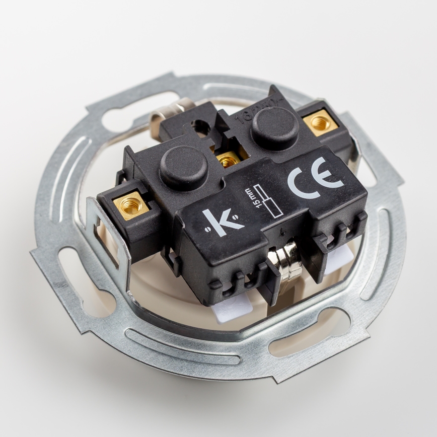 Kliklap - Dubbel retro vägguttag för hemmabruk med ram SCHUKO 230V/16A beige