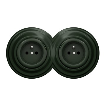 Kliklap - Dubbel retrouttag med ram 230V grön