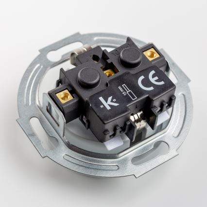 Kliklap - Dubbelt retro vägguttag för hemmet med ram, SCHUKO 230 V, grå