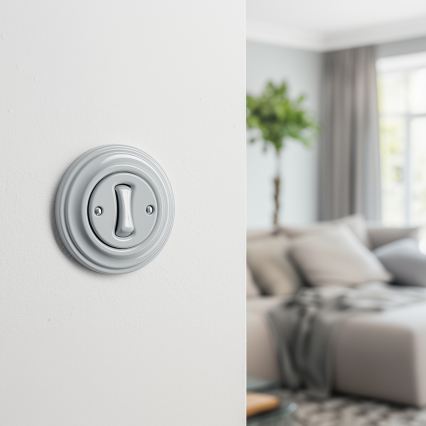 Kliklap - Retro 4-vägs strömbrytare med ram nr 7, grå