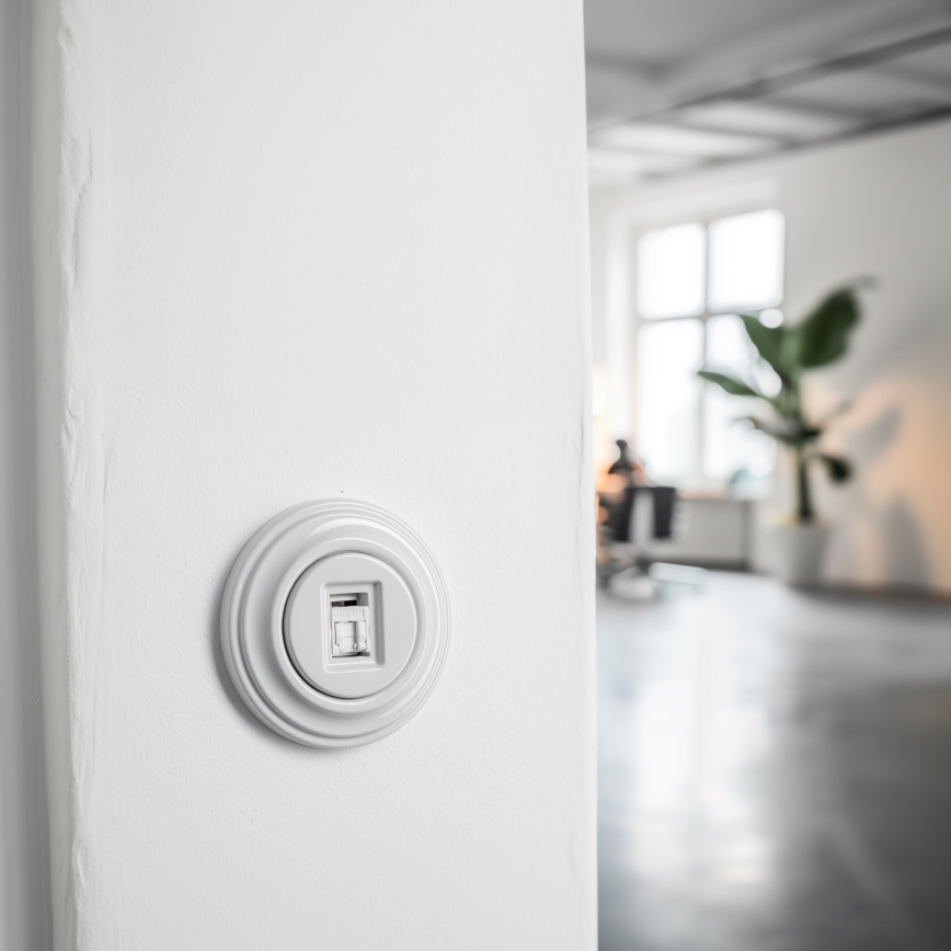 Kliklap - Retro datakontakt med ram i snövit