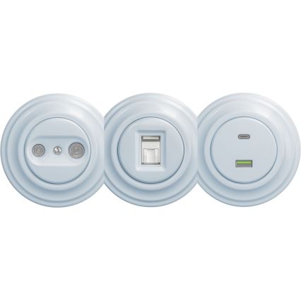 Kliklap - Retro datakontakt utan ram blå