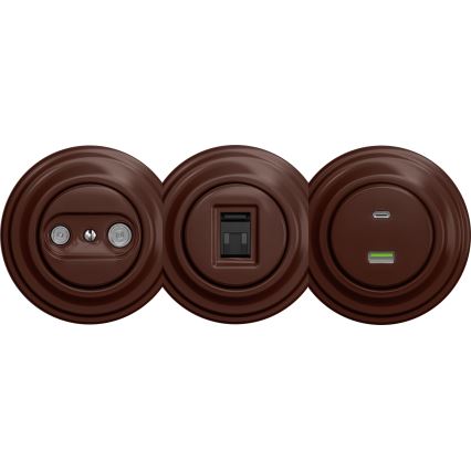 Kliklap - Retro datakontakt utan ram brun