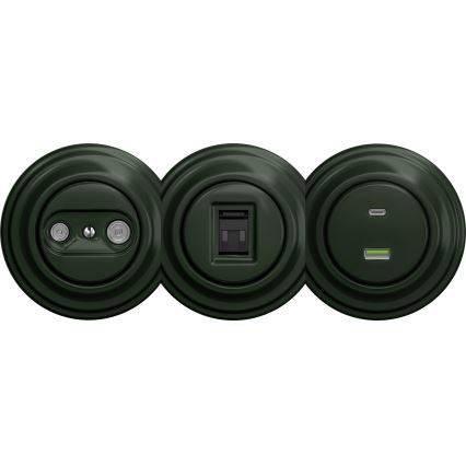 Kliklap - Retro datakontakt utan ram grön