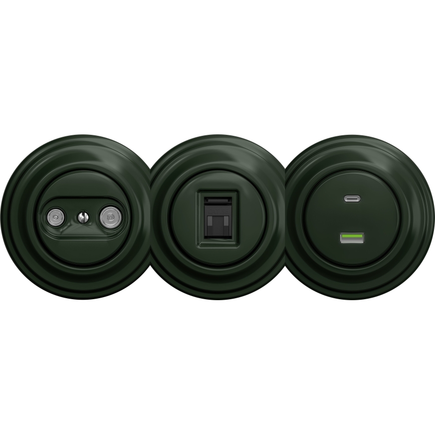 Kliklap - Retro datakontakt utan ram grön