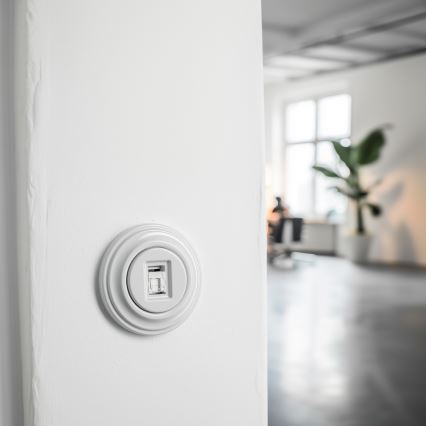 Kliklap - Retro datauttag med keramisk ram, vit