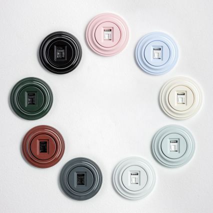 Kliklap - Retro datauttag med keramisk ram, vit