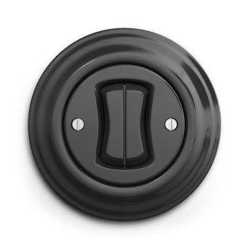 Kliklap - Retro dubbel trappbrytare med ram nr. 6+6, antracit