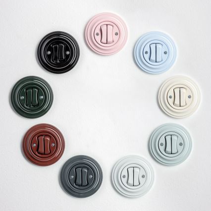 Kliklap - Retro dubbel trappbrytare med ram nr. 6+6, antracit