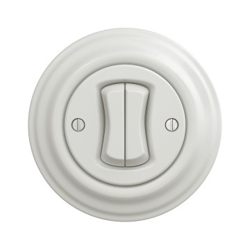 Kliklap - Retro dubbel trappbrytare med ram nr. 6+6, keramisk vit