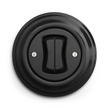 Kliklap - Retro dubbel trappbrytare med ram nr. 6+6, svart