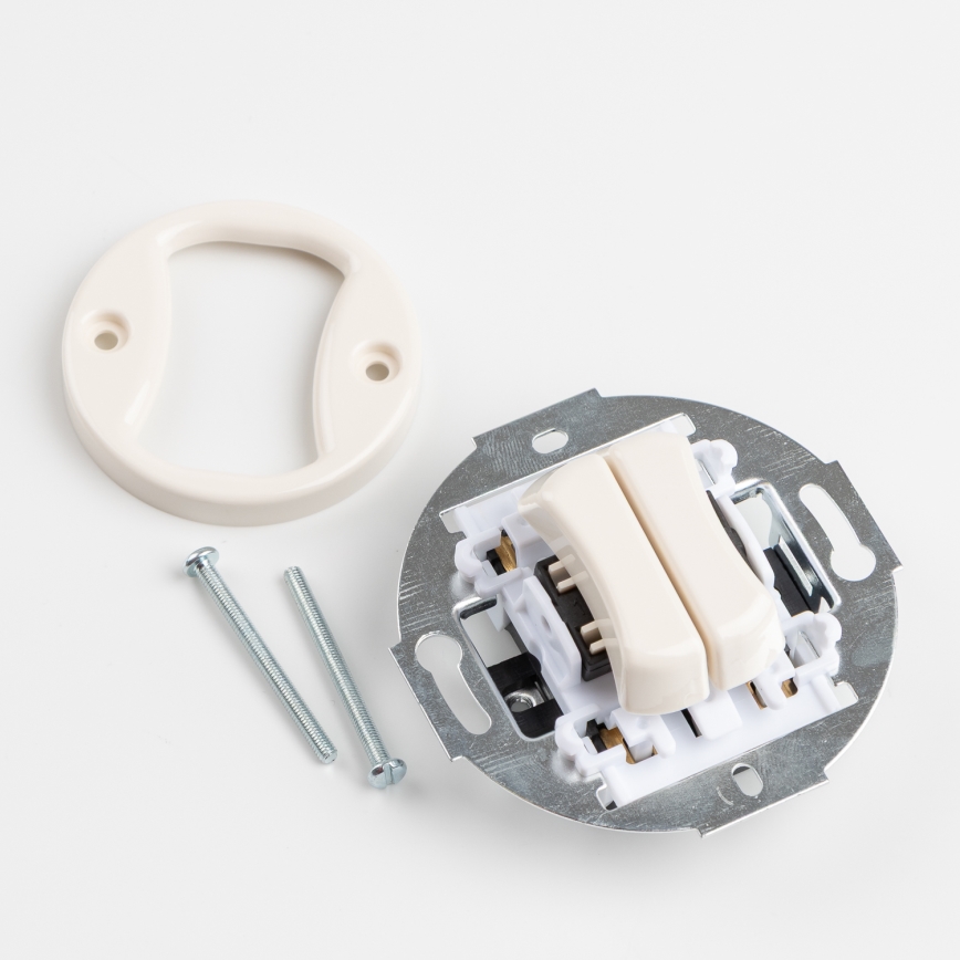 Kliklap - Retro dubbel trappomkopplare utan ram nr. 6+6 beige