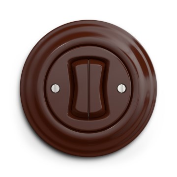 Kliklap - Retro dubbel trappströmbrytare med ram nr. 6+6, brun