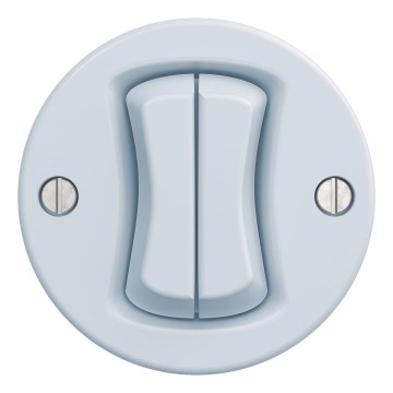 Kliklap - Retro dubbel trappströmbrytare utan ram nr 6+6 blå