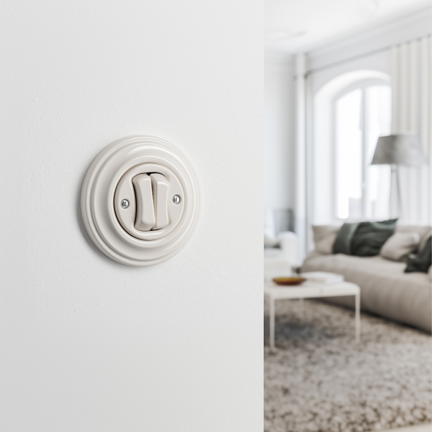 Kliklap - Retro dubbelknapp med ram i beige