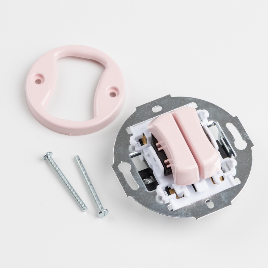 Kliklap - Retro dubbelknapp med ram i gammalrosa