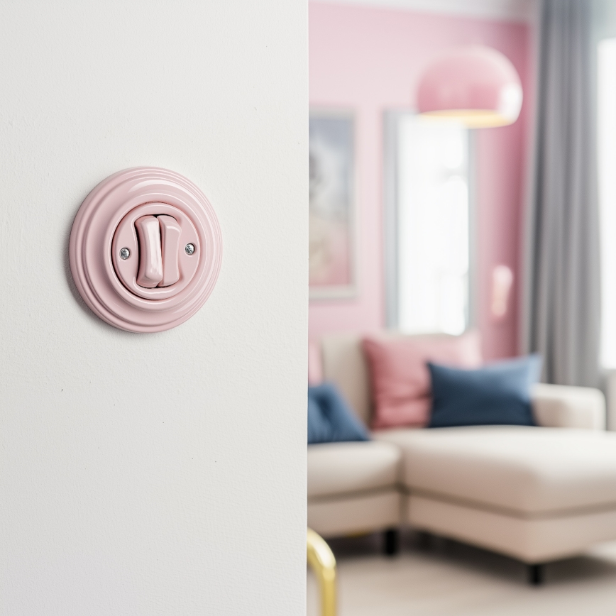 Kliklap - Retro dubbelknapp med ram i gammalrosa